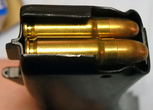 detail, PPS-43 magazine with 7.62x25mm cartridges